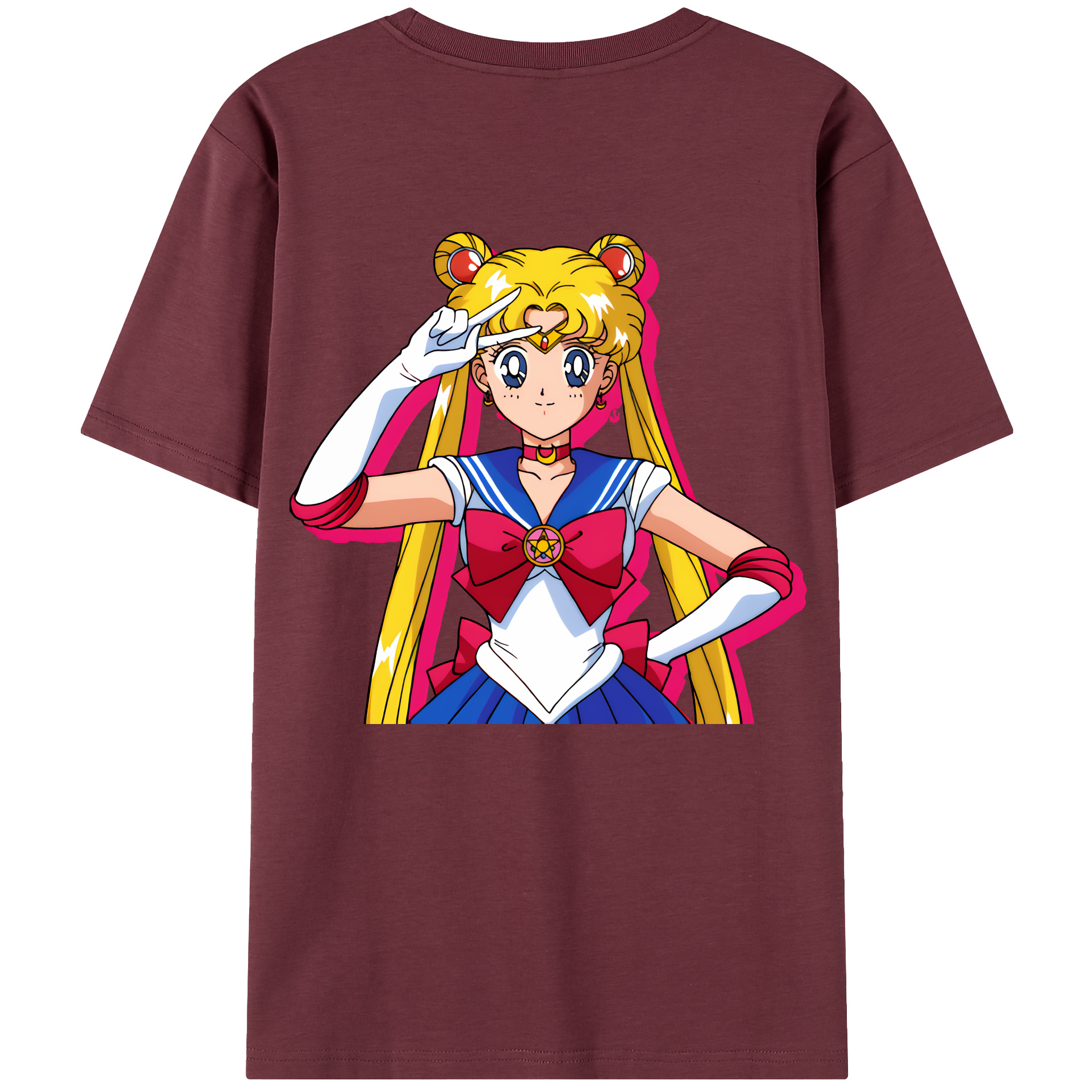 （画像用） 美少女戦士セーラームーン 月野 うさぎ つきの うさぎ Sailor Moon Tsukino Usagi 綿100％半袖Tシャツ（背面プリント）